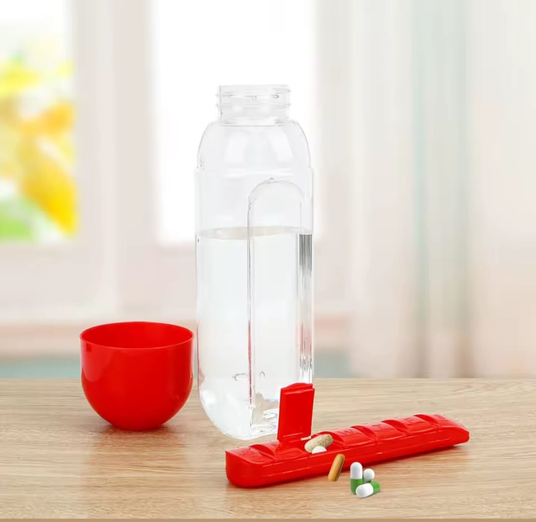 ⭐AquaDose Botella De Agua 600ml + Pastillero