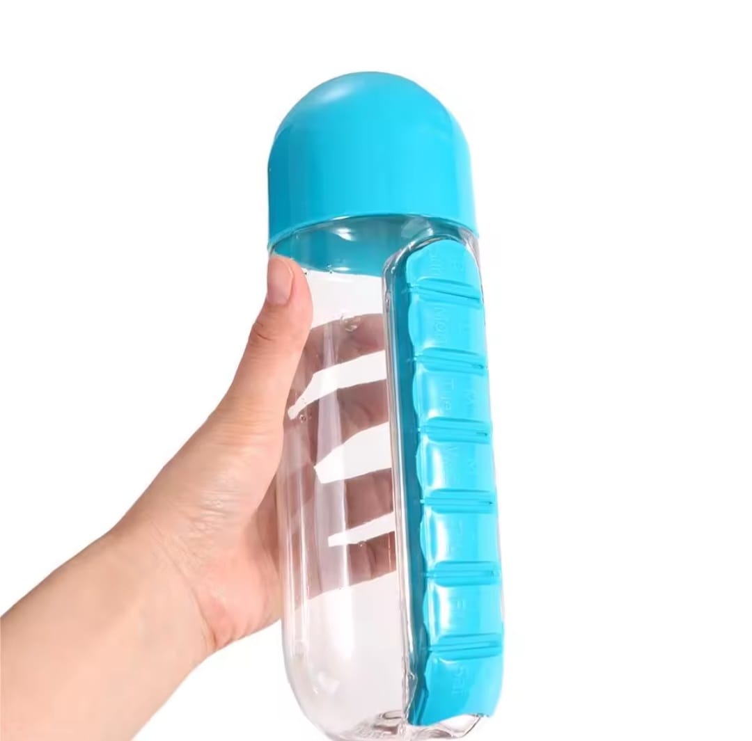 ⭐AquaDose Botella De Agua 600ml + Pastillero